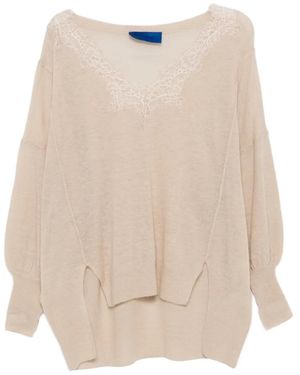 Mes Demoiselles Aera Lace V-Neck Jumper - Natural