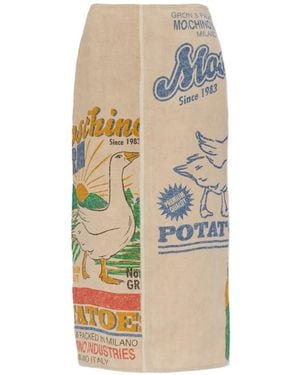 Moschino Linen Skirt With Colorful Print - White
