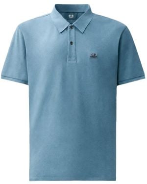 C.P. Company Stretch Piquet Short-Sleeve Polo - Blue