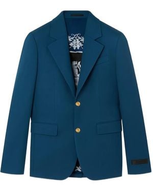 Versace Button Logo-Patch Blazer - Blue