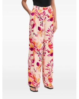 Lola Casademunt Floral-Print Pleated Trousers - Red