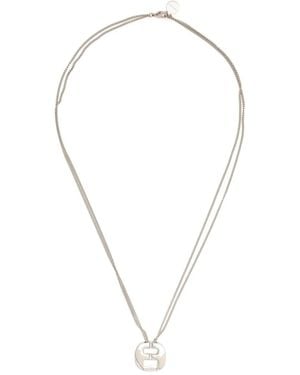 Ferragamo Logo-Engraved Pendant Necklace - Metallic
