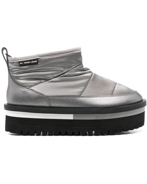 Tommy Hilfiger Gewatteerde Enkellaarzen Met Plateauzool - Grijs