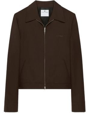 Courreges Collared Zip-Up Jacket - Brown