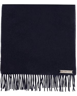 Balenciaga Sjaal Met Franje - Blauw