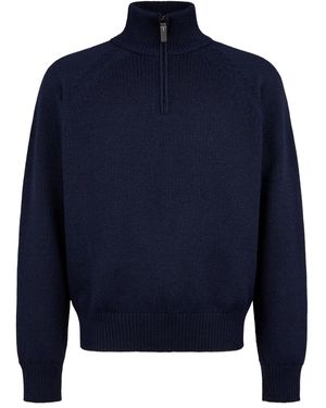 Tod's High-Neck Half-Zip Jumper - Blue