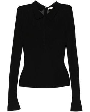 St. Agni Long-Sleeves Polo Top - Black