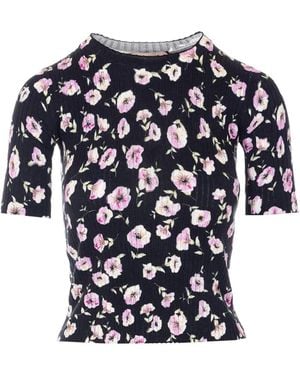 Twinset Floral Crew-Neck T-Shirt - Blue