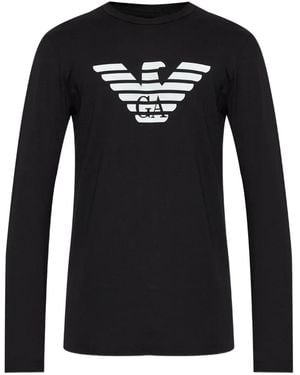 Emporio Armani Logo-print long-sleeve T-shirt - Schwarz