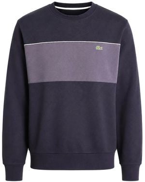 Lacoste Logo-Patch Colour-Block Sweater - Blue