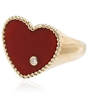 Yvonne Léon Chevalière Coeur Agate Ring - Red