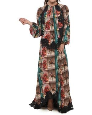 Stella McCartney Sophia Floral-Print Lace-Trim Dress - Natural