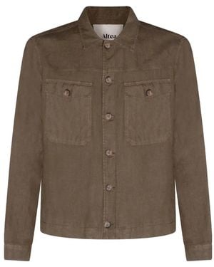 Altea Buttoned Front-Pocket Shirt Jacket - Brown