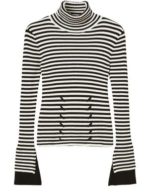 Twinset Striped Turtleneck Sweater - White