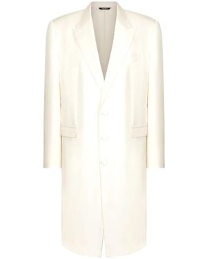 Dolce & Gabbana Single-Breasted Silk Coat - White
