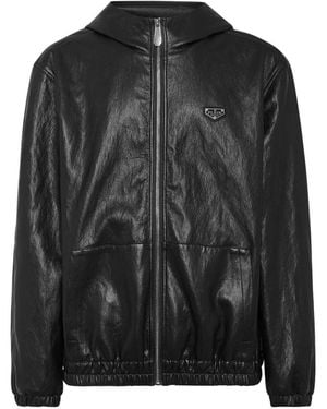 Philipp Plein Eco Leather Windbreaker - Black
