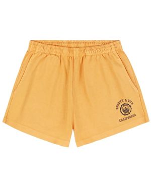 Sporty & Rich Logo-Graphic Shorts - Yellow