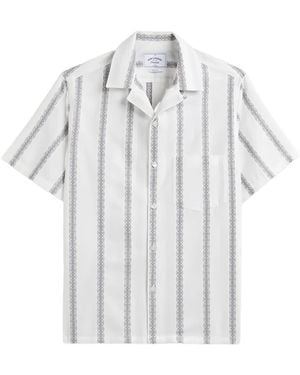 Portuguese Flannel Louro Stripe-Print Short-Sleeve Shirt - White