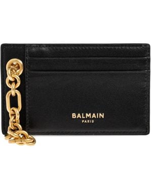 Balmain Monogram-Pattern Chain-Link Card Holder - Black