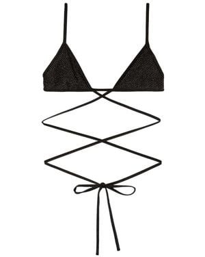 Palm Angels Top Bikini Con Lacci Incrociati - Nero