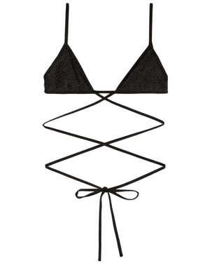 Palm Angels Lurex Criss-Cross Bikini Top - Black