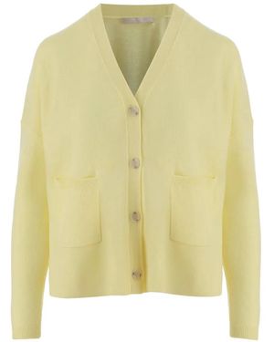 Allude Patch-Pockets V-Neck Cardigan - Yellow