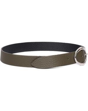 Orciani Oval-Buckle Leather Belt - White