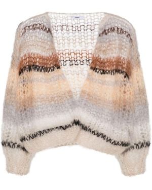 Maiami Striped Mohair-blend Cardigan - Natural