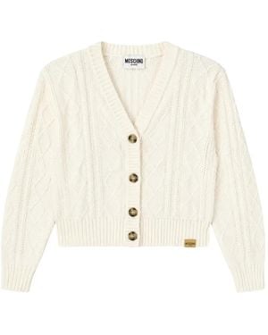Moschino Cable-Knit V-Neck Cardigan - Natural