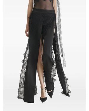 2310 STUDIO Lace-Trim Front-Slit Maxi Skirt - Black