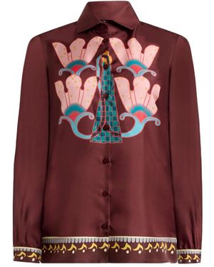 Etro Floral Print Silk Shirt - Red
