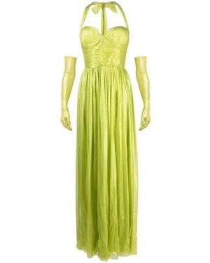 Jean Louis Sabaji Ruched-Detail Halterneck Maxi Dress - Green
