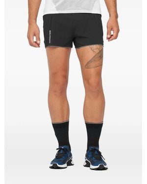 Salomon Logo-Print Perforated Running Shorts - Black