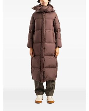 Moncler Lange Ornement Daunenjacke Mit Kapuze - Braun