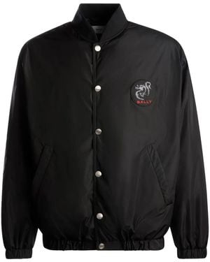 Bally Logo-Appliqué Paneled Bomber Jacket - Black