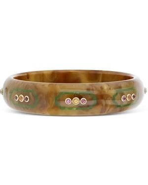 Mark Davis Pulsera En Oro Amarillo De 18 Ct Con Rhodolita Y Baquelita - Marrón