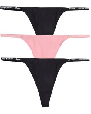 Juicy Couture Logo-Waistband Thongs Set (Set Of Three) - Black