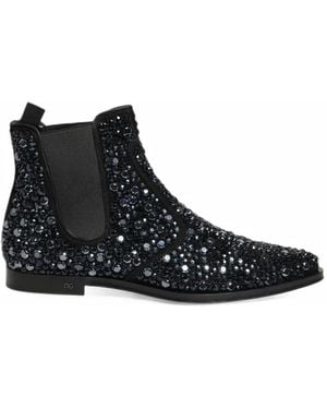Dolce & Gabbana Crystal-Embellished Chelsea Boots - Black