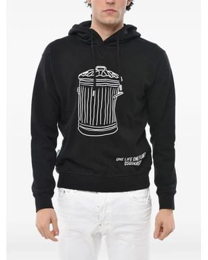 DSquared² Logo-Print Drawstring Hoodie - Black