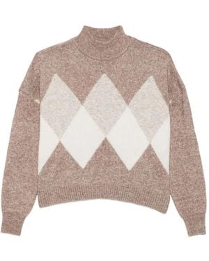 Pennyblack Argyle-Intarsia High-Neck Sweater - Natural