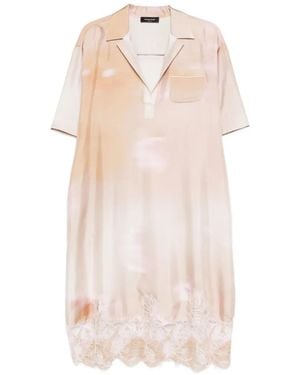 Fabiana Filippi Lace-Trim Chest-Pocket Midi Dress - Pink