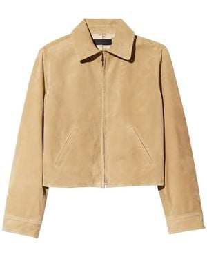Nili Lotan Beauvais Suede Zip-Front Jacket - Natural