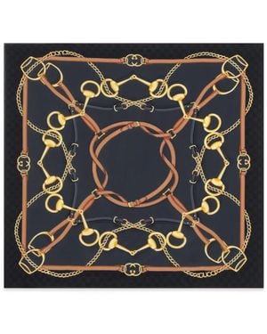 Gucci Equestrian-Print Carré Scarf - Black