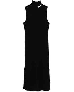 DKNY Fine-Ribbed Midi Dress - Black