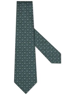 ZEGNA Geometric-Pattern Silk Tie - Green