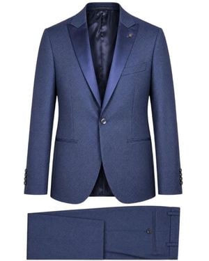 Luigi Bianchi Diamond-Patterned Peak-Lapel Suit - Blue