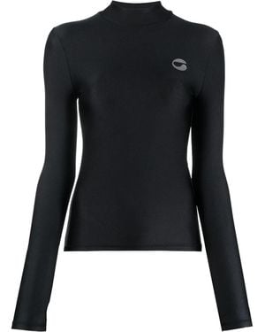 Coperni Logo-Print Mock-Neck Top - Black