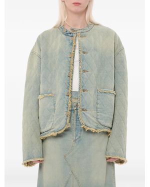 Magliano Quilted Frayed-Edge Jacket - Green