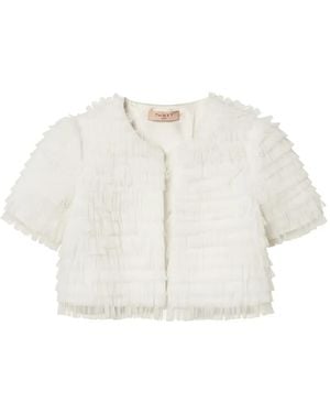Twinset Ruffled Short-Sleeve Jacket - White