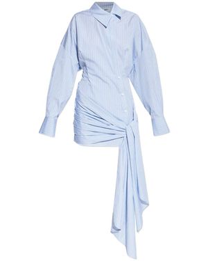 The Attico Asymmetric Knot Mini Dress - Blue
